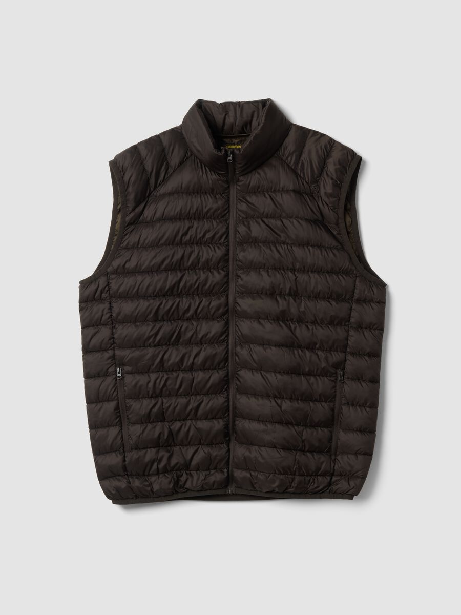 Brown Ultralight Padded Gilet with Zip_0