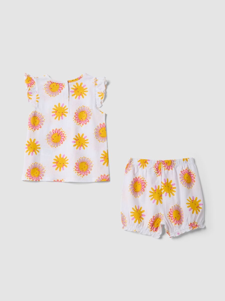 Pijama curto multicolor para beb&eacute; em algod&atilde;o puro com estampado floral_1