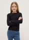 Girls' black long-sleeve cotton blend slim fit top_0