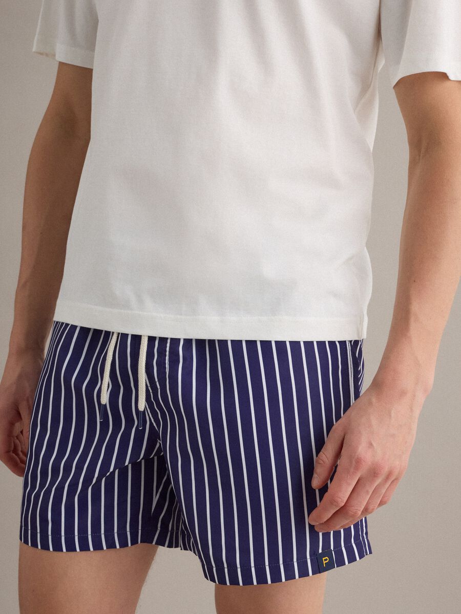Blue striped swim shorts_2