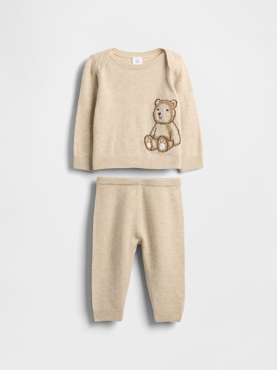 Beige newborn set in cotton blend_0