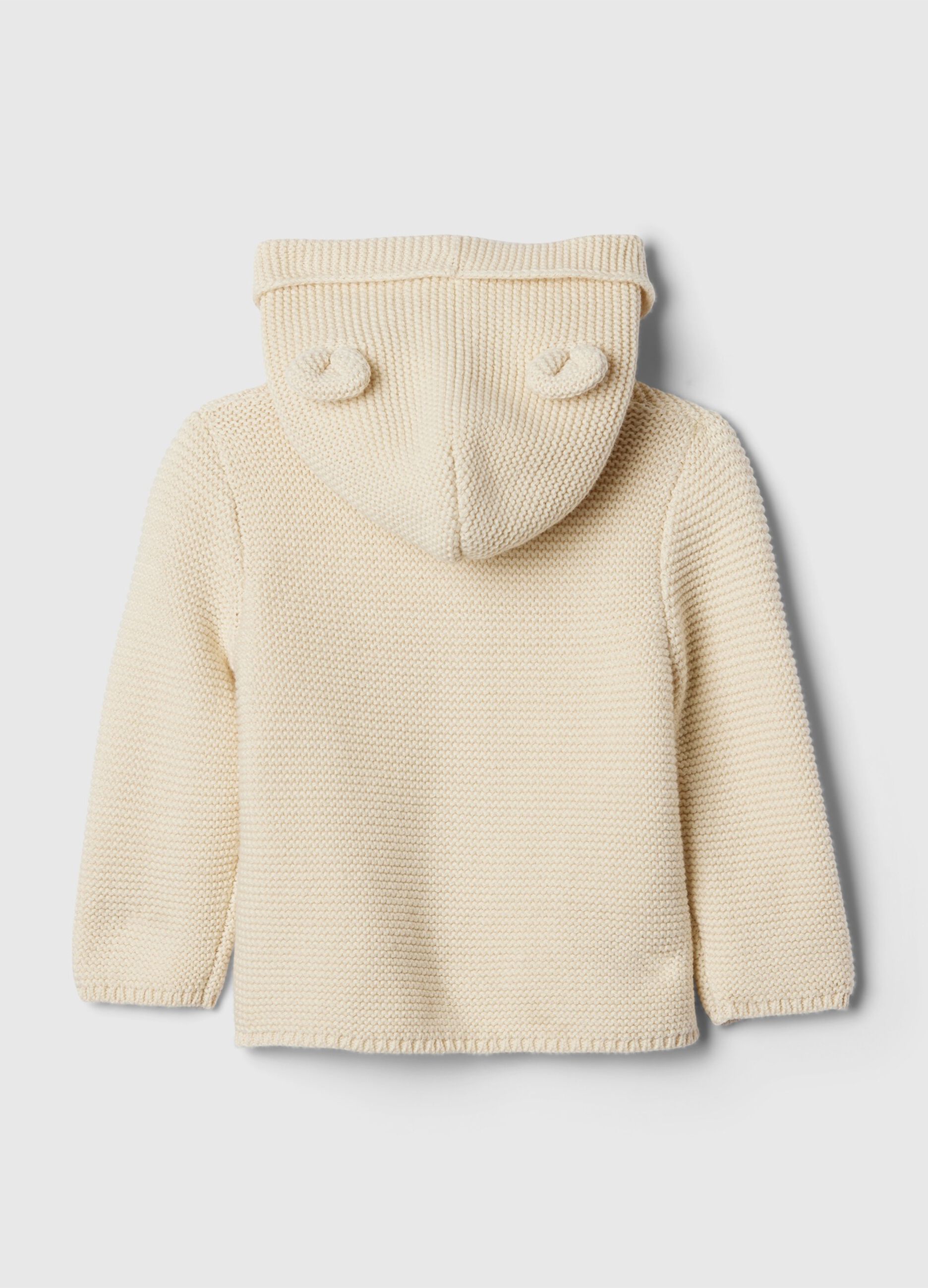 Cardigan bianco con cappuccio in puro cotone