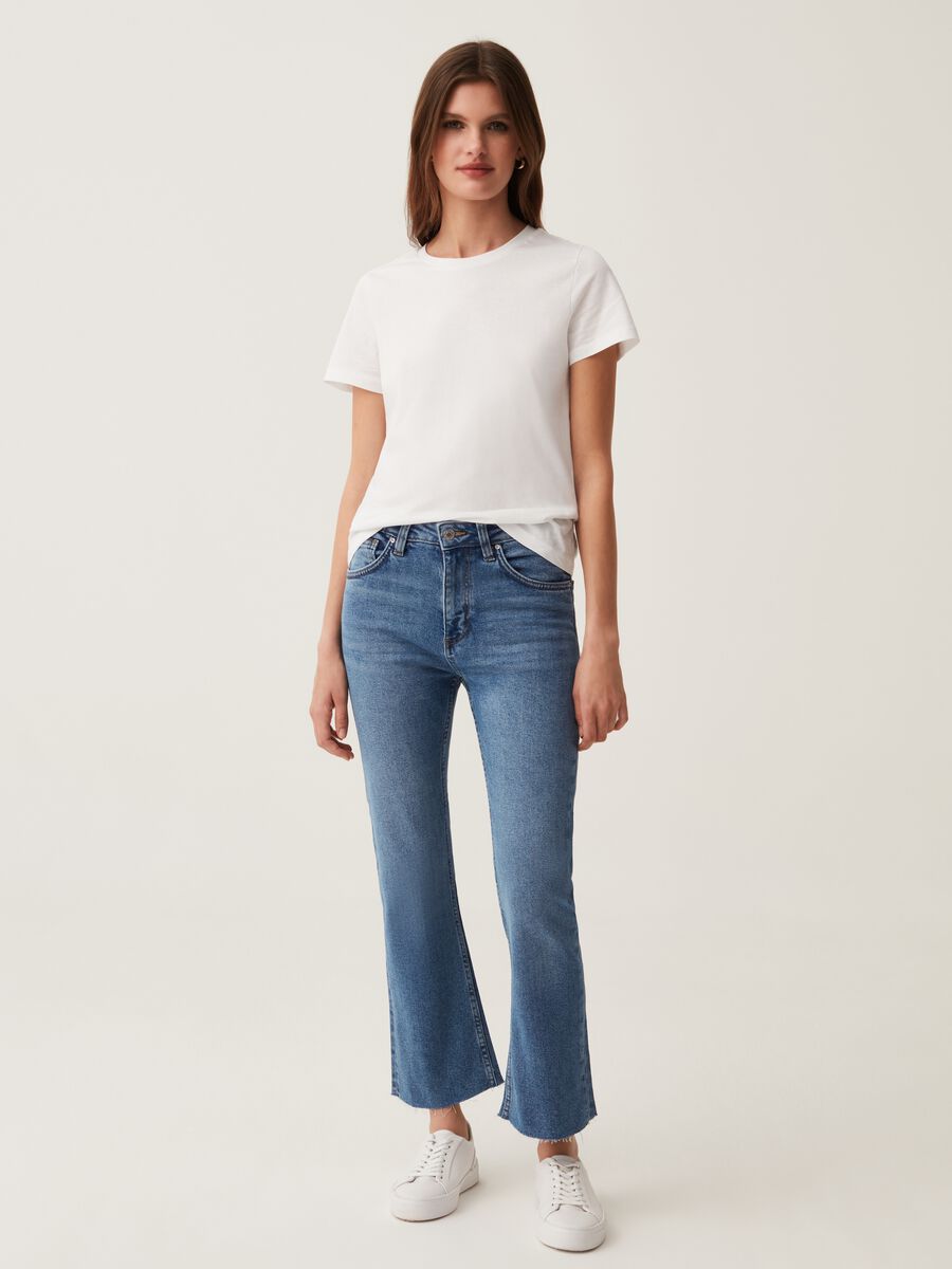 Flare-fit jeans with raw edging_0
