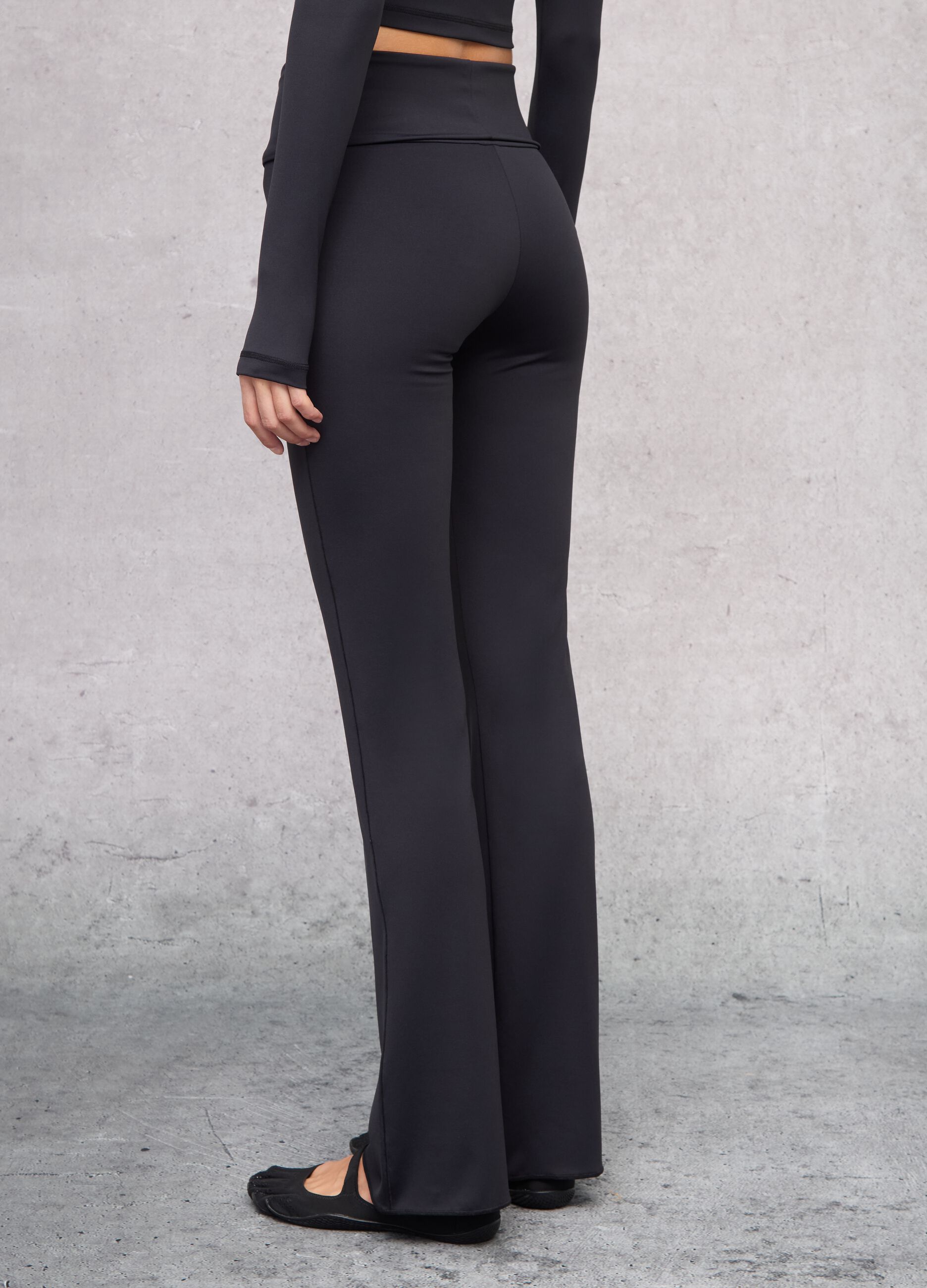 Technische Yoga-Flare-Hose Schwarz