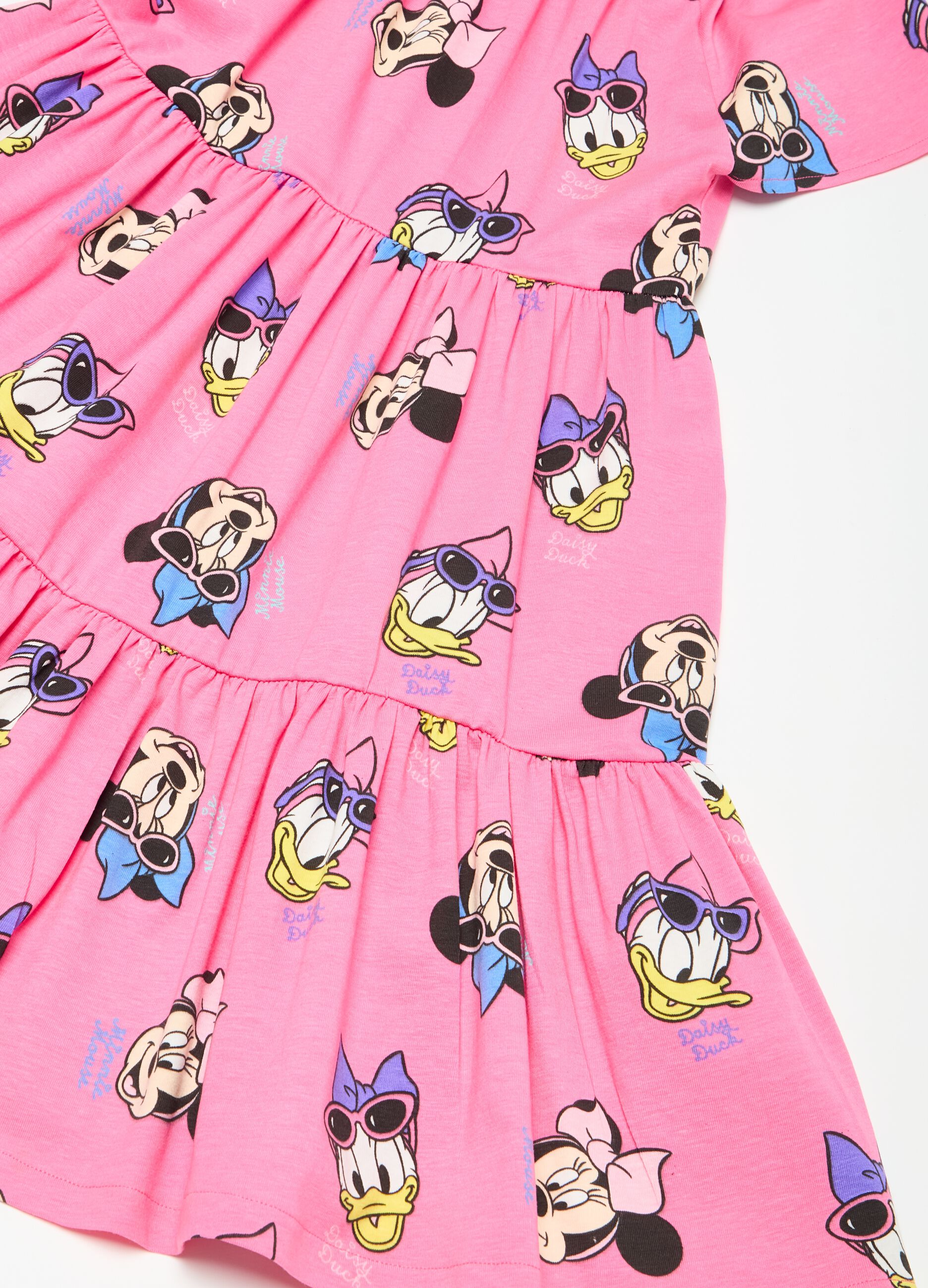 Tiered dress with Minnie Mouse and Daisy Duck print