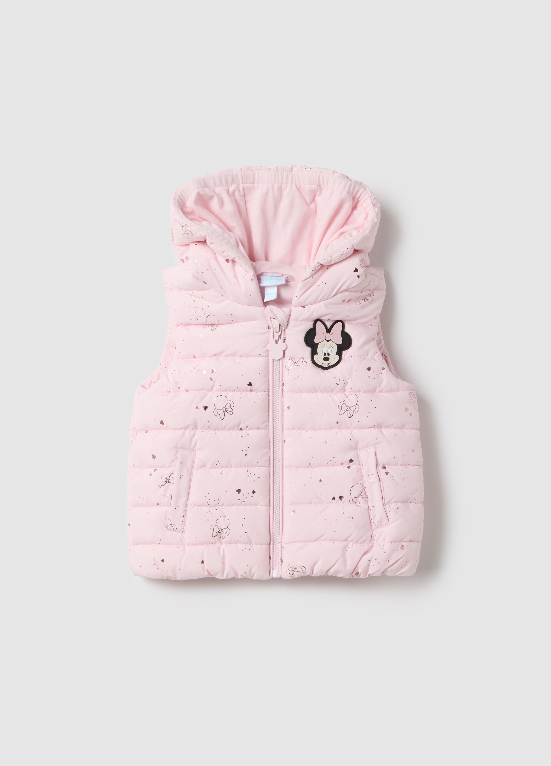 Pink regular fit mix gilet with zip and hood for girls