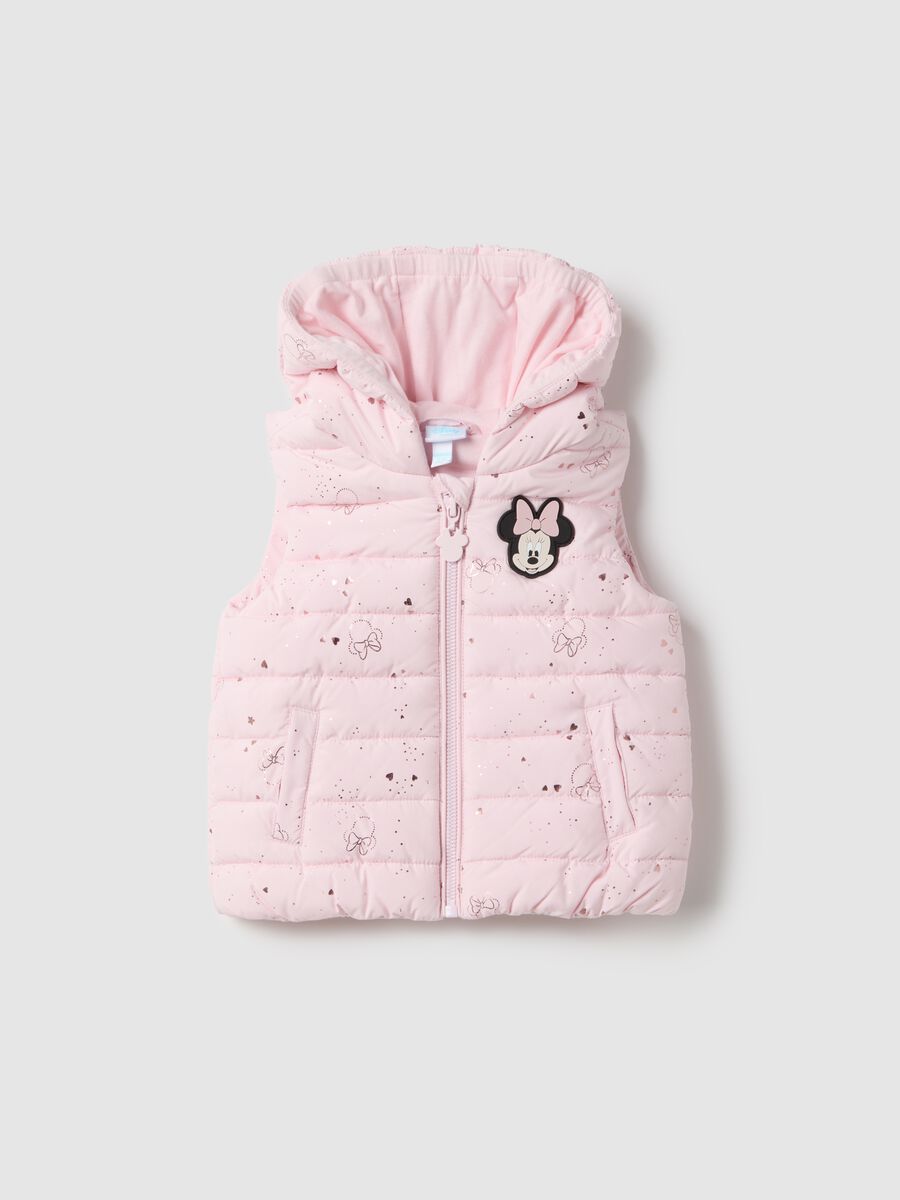 Pink regular fit mix gilet with zip and hood for girls_0