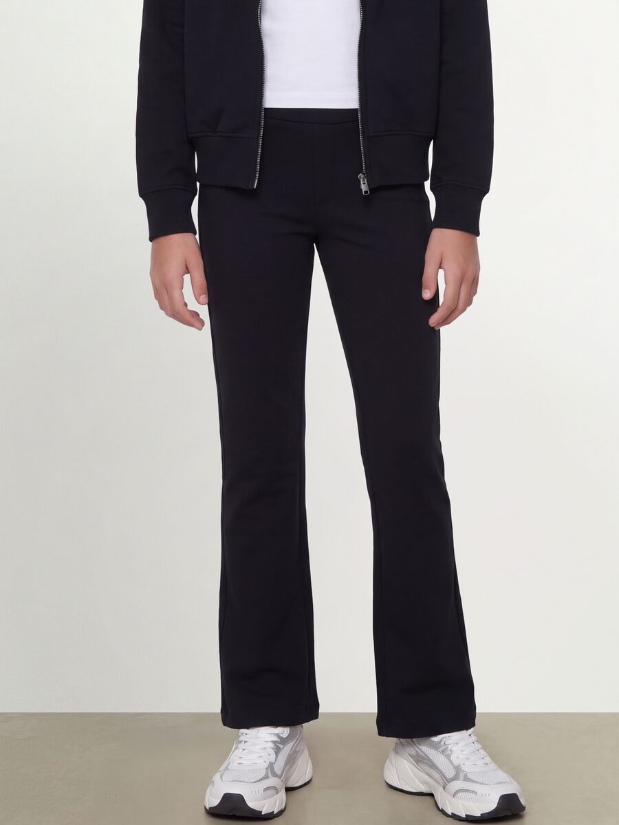 Girls' black slim-fit stretch organic cotton trousers_1