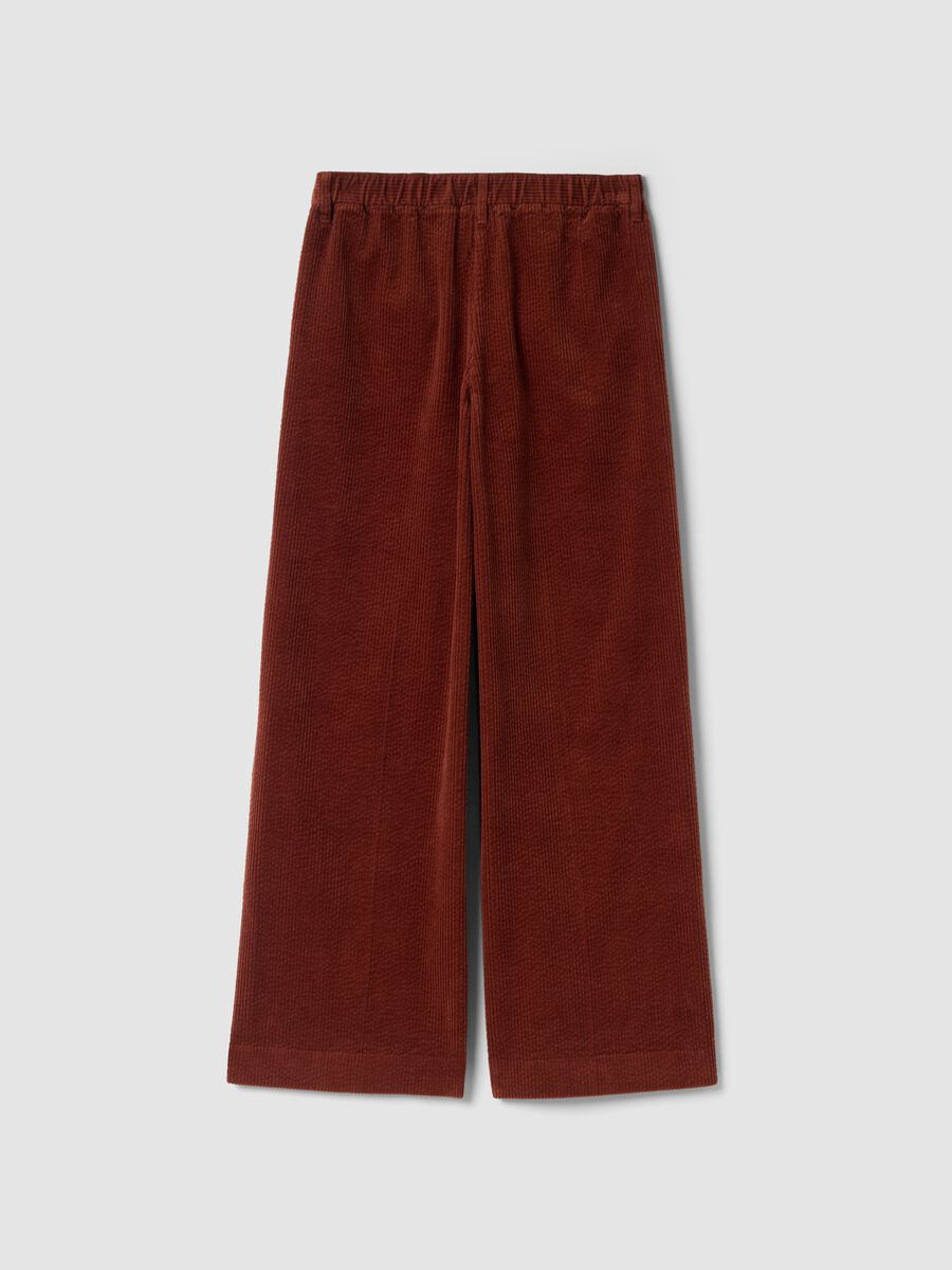 Orange pure cotton regular-fit ribbed trousers_2