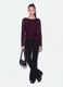Violettes Stretch-T-Shirt mit beflocktem Blumenmotiv_1