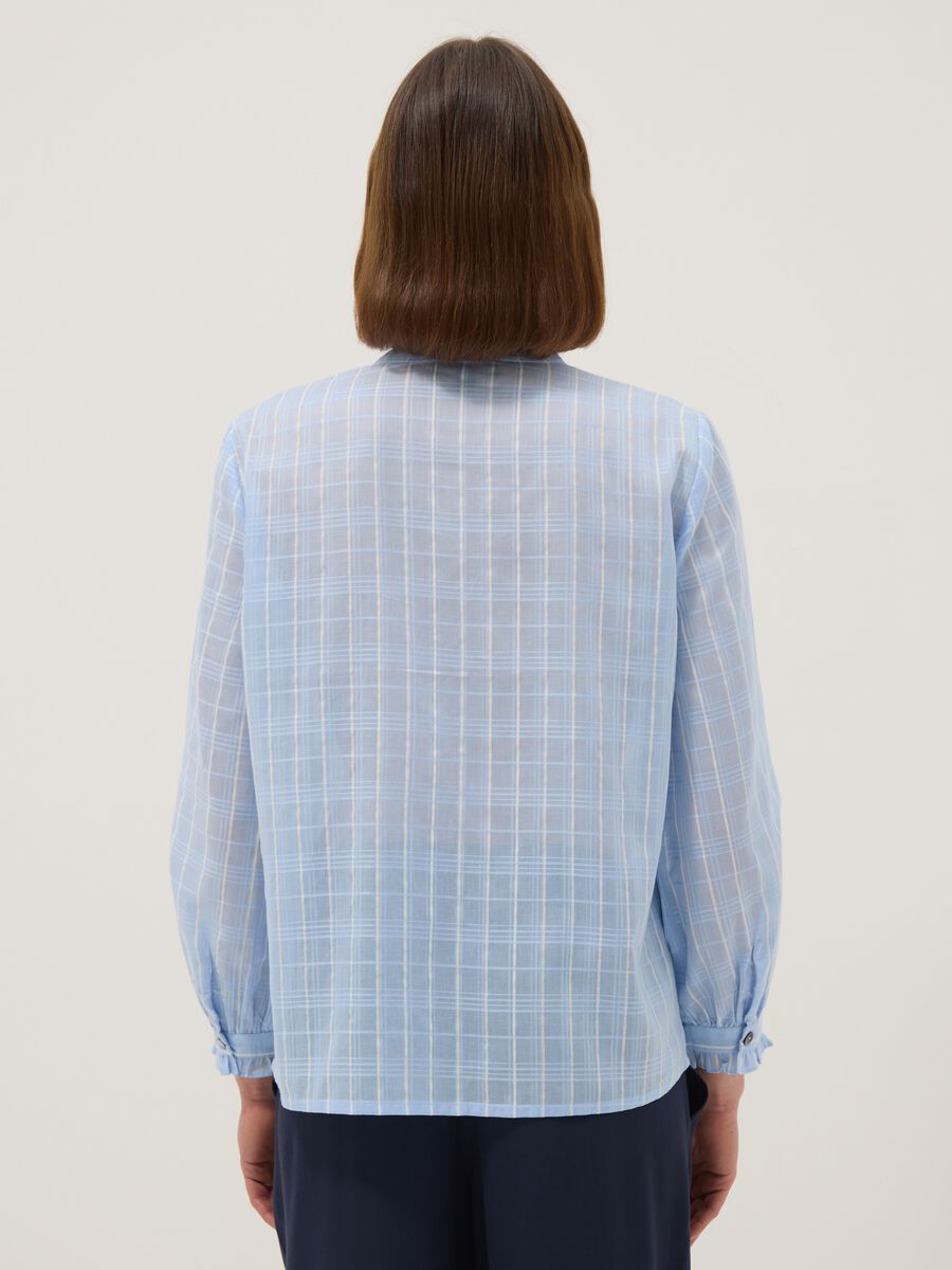 Blue pure cotton shirt with plaid regular fit_3