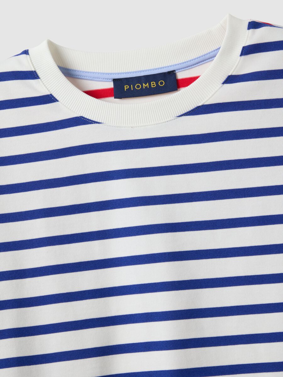 Multicolour striped cotton blend t-shirt with relaxed fit_5