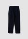 Navy blue ribbed stretch regular-fit trousers_2
