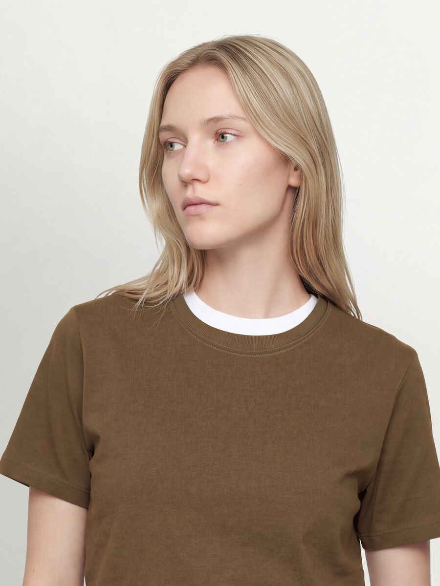 Green crew-neck T-shirt in pure organic cotton, regular fit_3