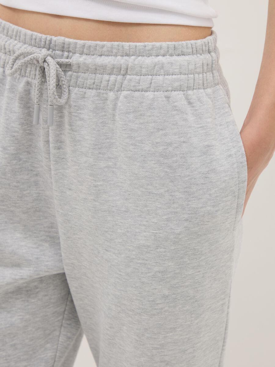 Grey Cotton Blend Jogger Trousers Regular Fit_3