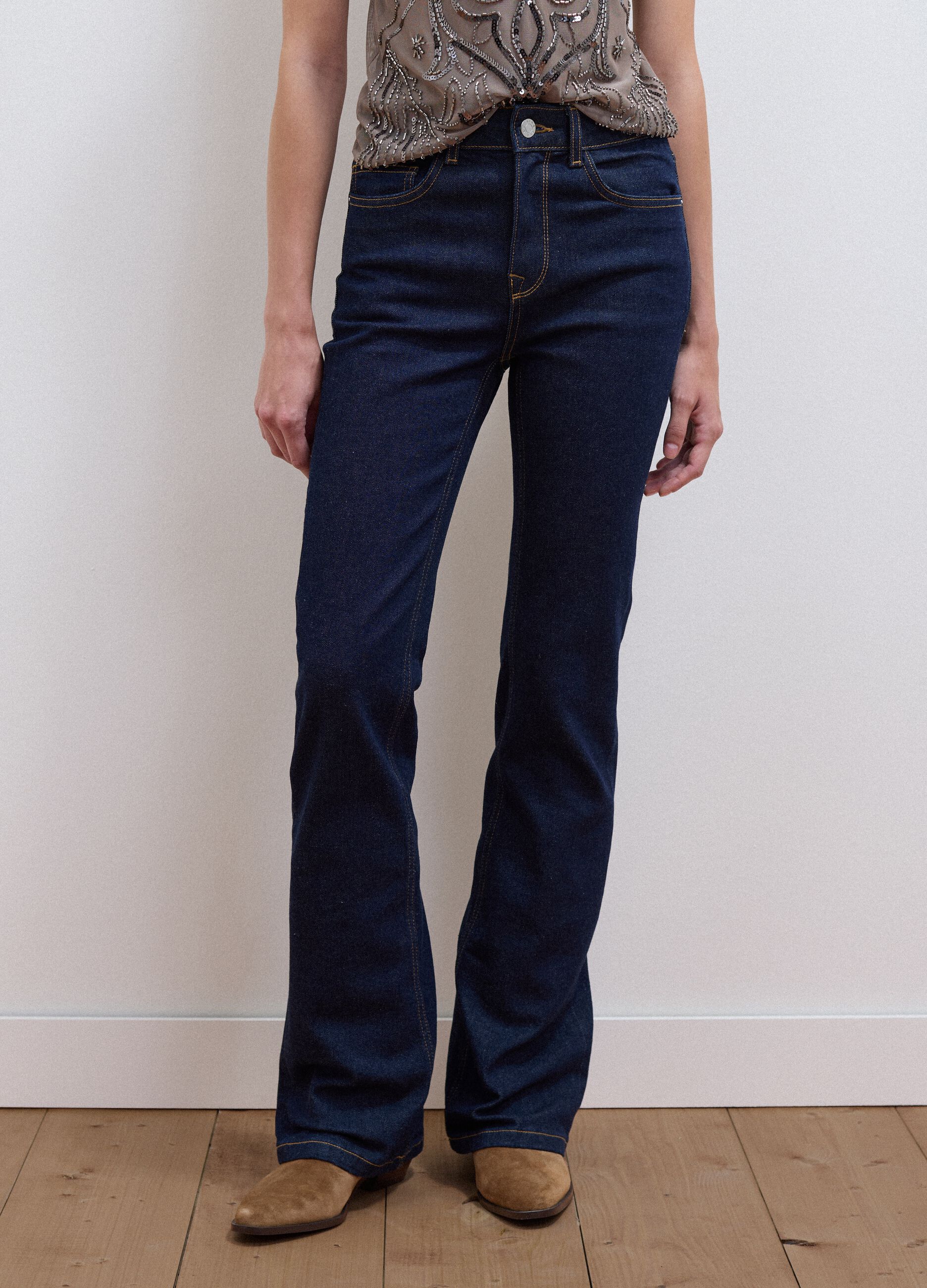 Blue stretch-cotton bootcut jeans