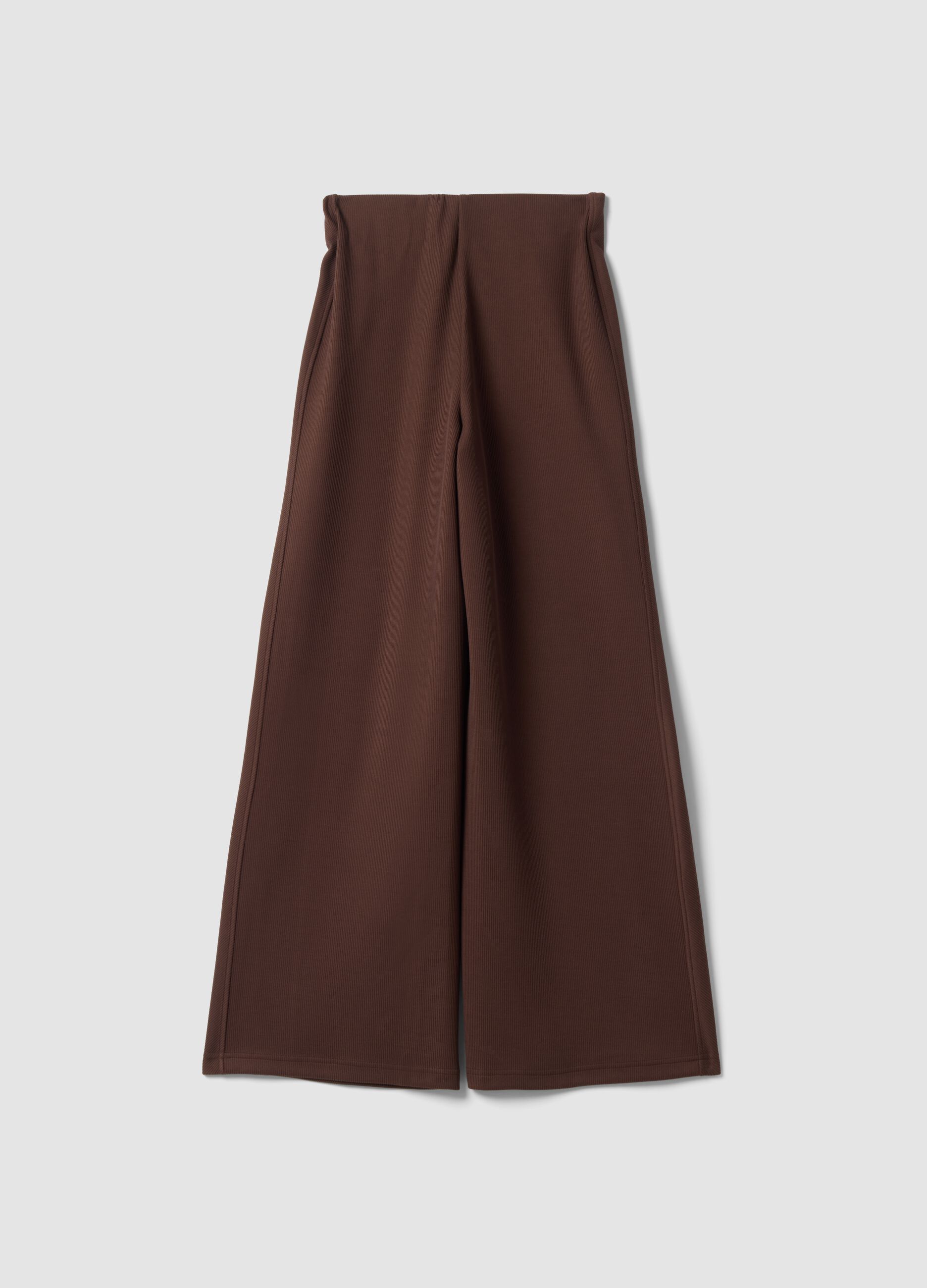 Brown stretch-modal wide-leg trousers ALTAVIA STUDIO