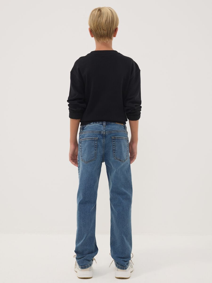 Boys&rsquo; regular-fit blue stretch cotton jeans_1