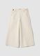 Beige wide-leg trousers in pure cotton_0