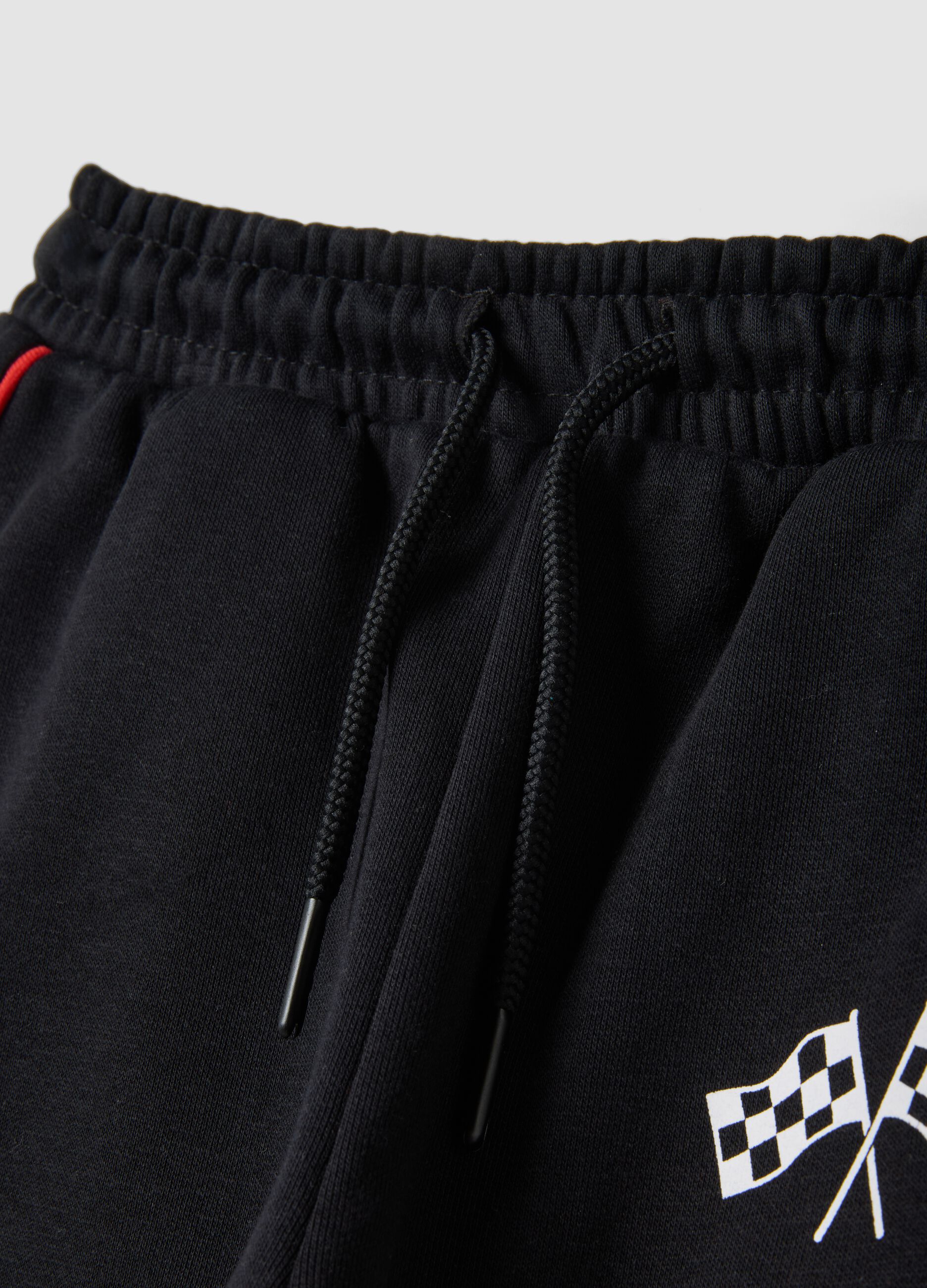 Pantaloni jogger neri in misto cotone con coulisse e logo Ducati