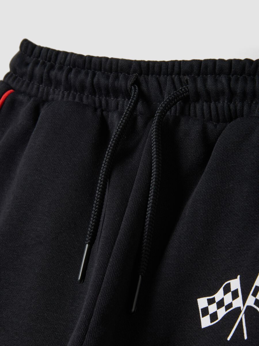 Pantaloni jogger neri in misto cotone con coulisse e logo Ducati_2