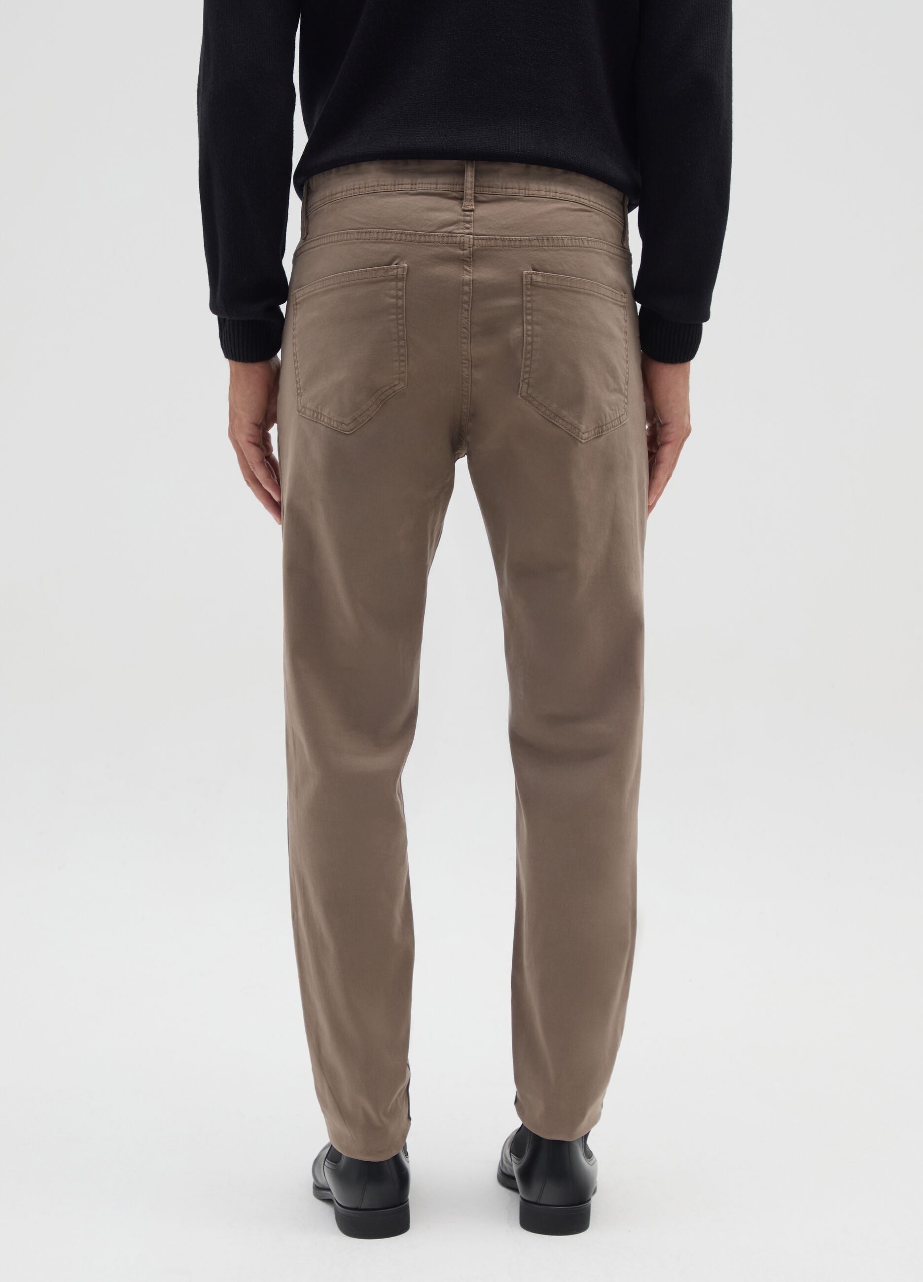 Cal&ccedil;as marrons skinny fit de algod&atilde;o el&aacute;stico