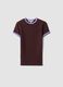 Brown fitted stretch-cotton T-shirt with contrast trims_4