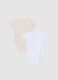 Multicolour short-sleeved baby bodysuits twin pack in pure cotton_1