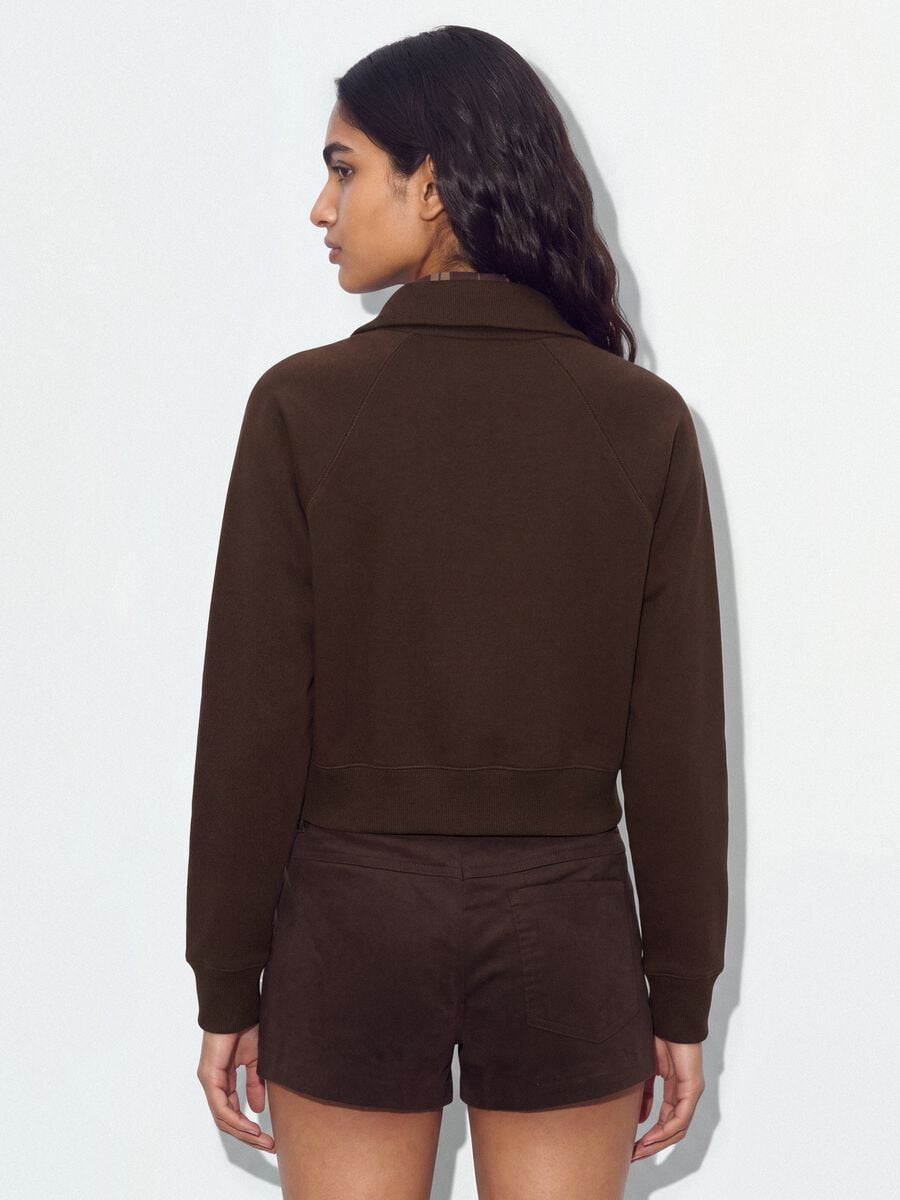 Brown cotton-blend sweatshirt with collar_3