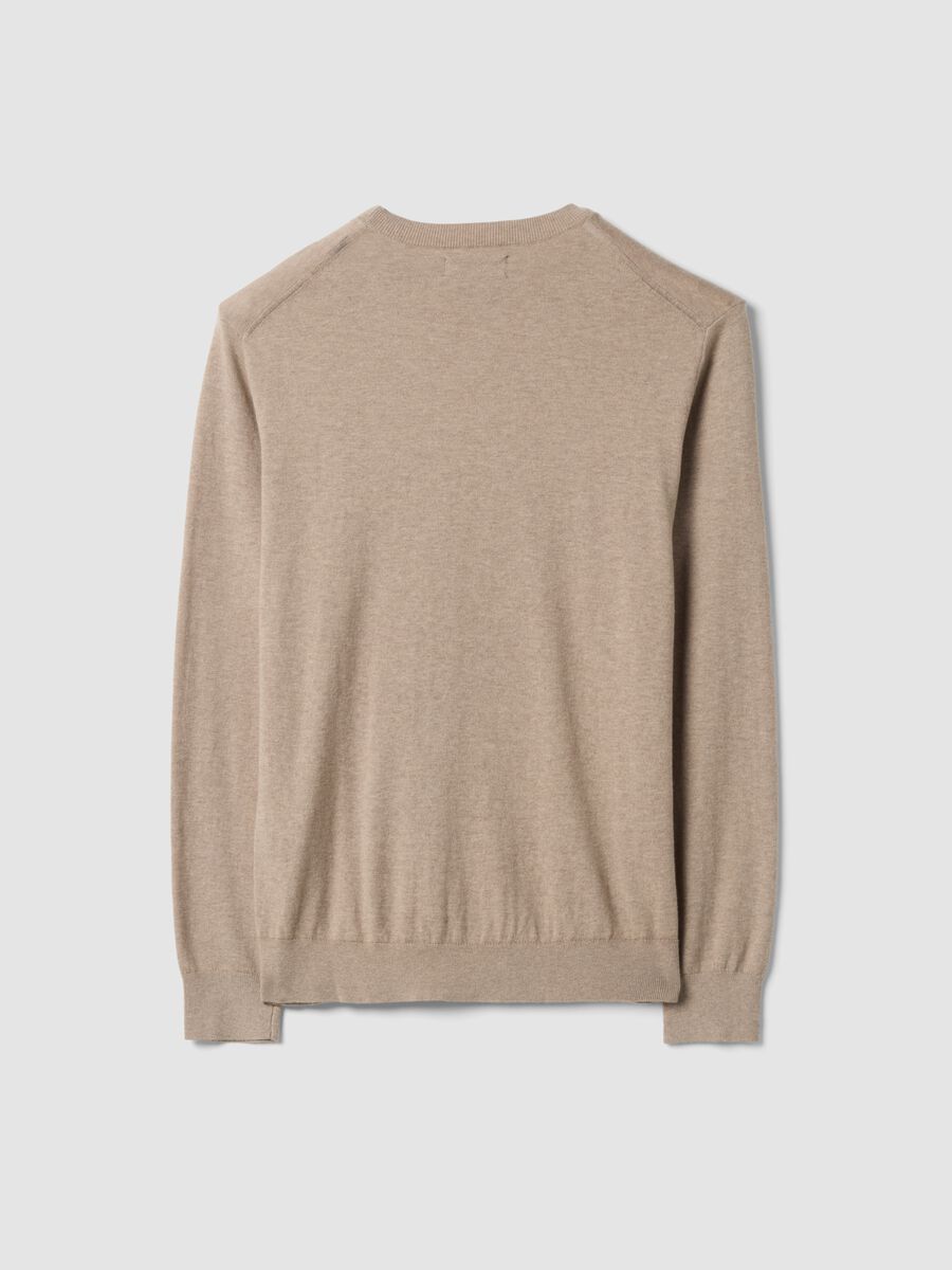 Beige crew-neck jumper in cotton and cashmere blend, regular fit_2