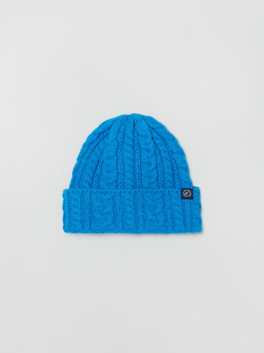 Cable-knit beanie hat_0