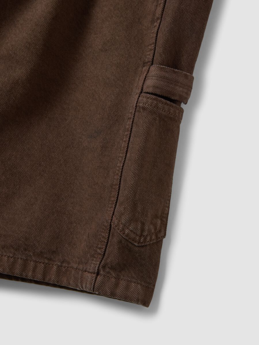 Braune Bermuda-Shorts aus reiner Baumwolle_5