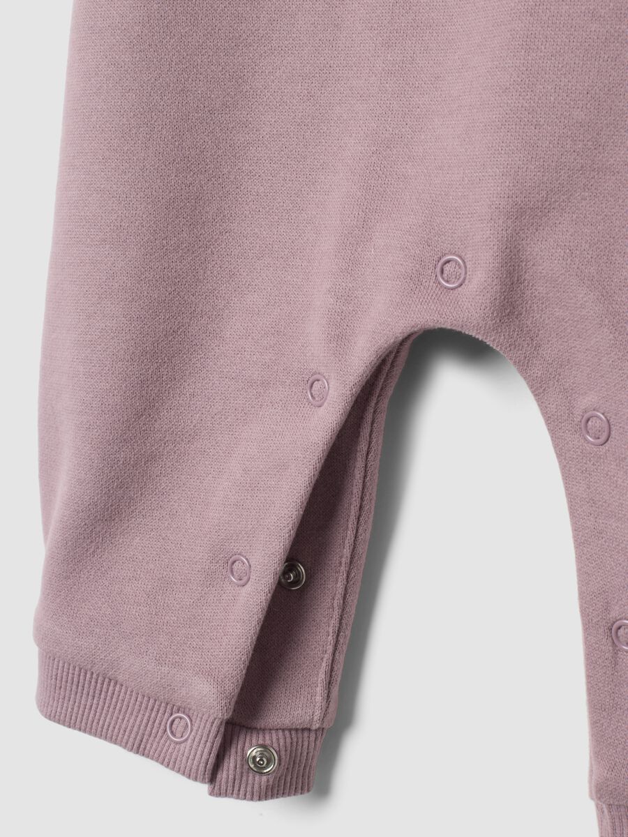 Purple organic cotton baby sleepsuit with crochet collar_3