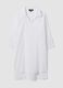 White pure organic cotton kaftan with V-neck_0