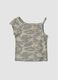 Grey cotton-blend one-shoulder T-shirt with camouflage print_3