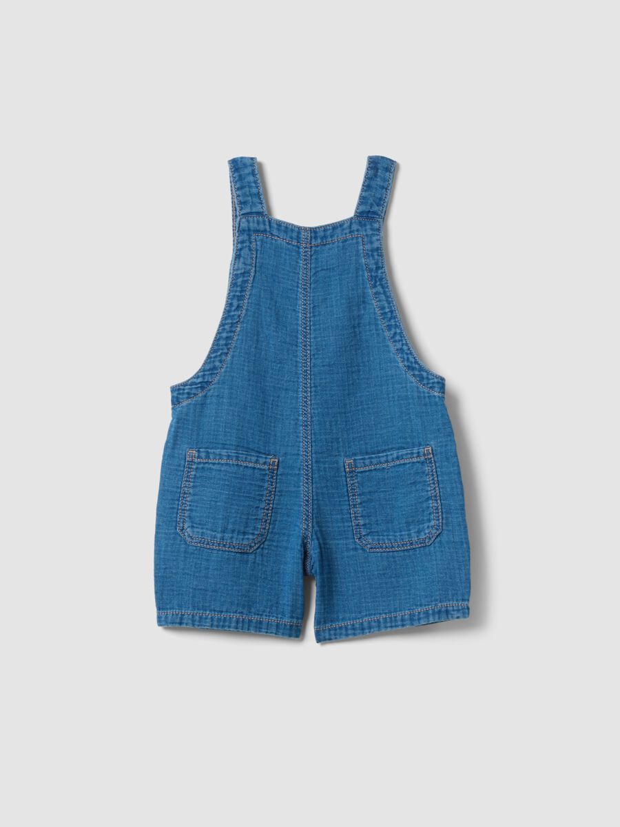 Blue pure cotton short dungarees for baby boy, regular fit_1