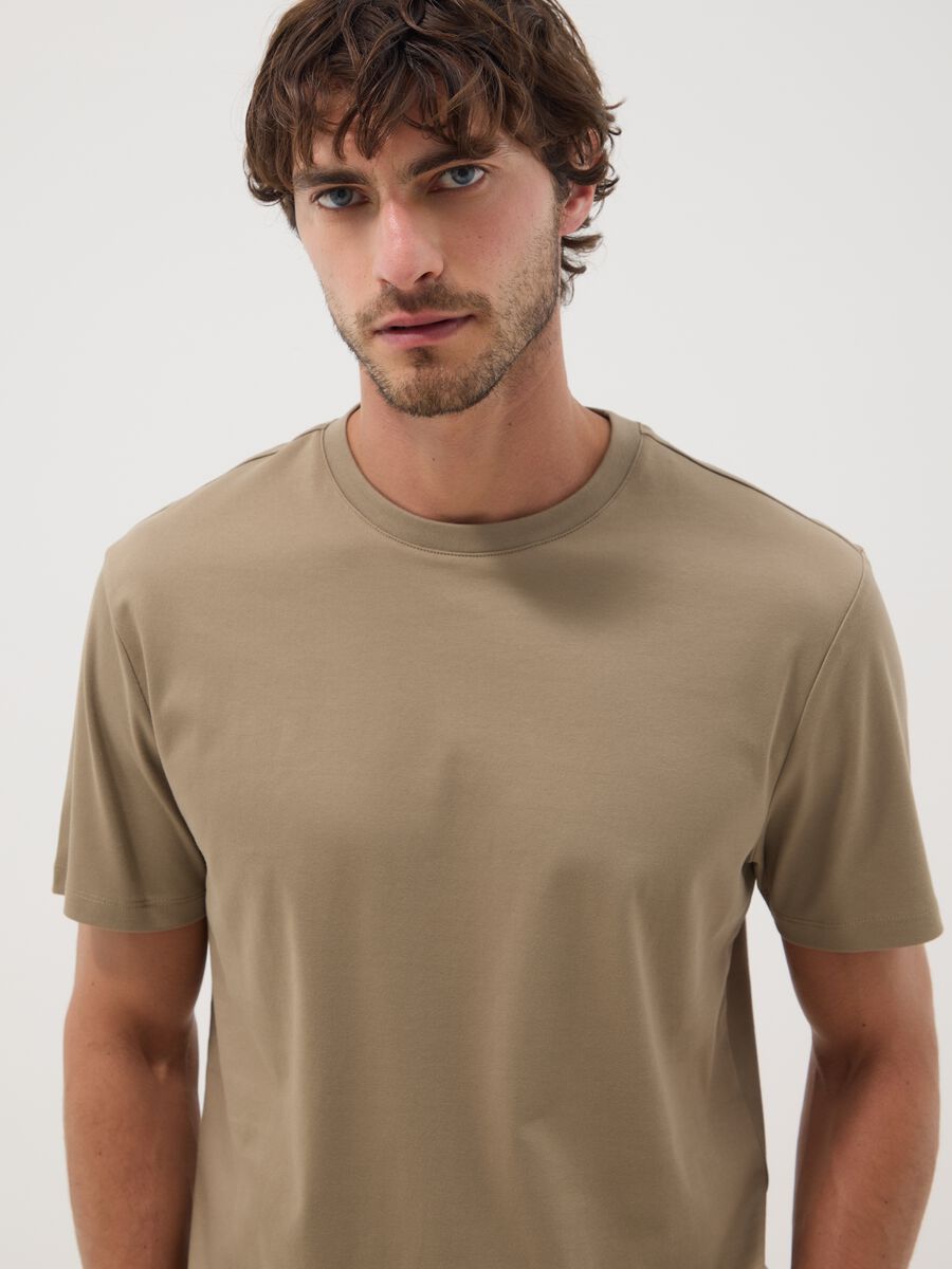 Beige pure cotton T-shirt_3