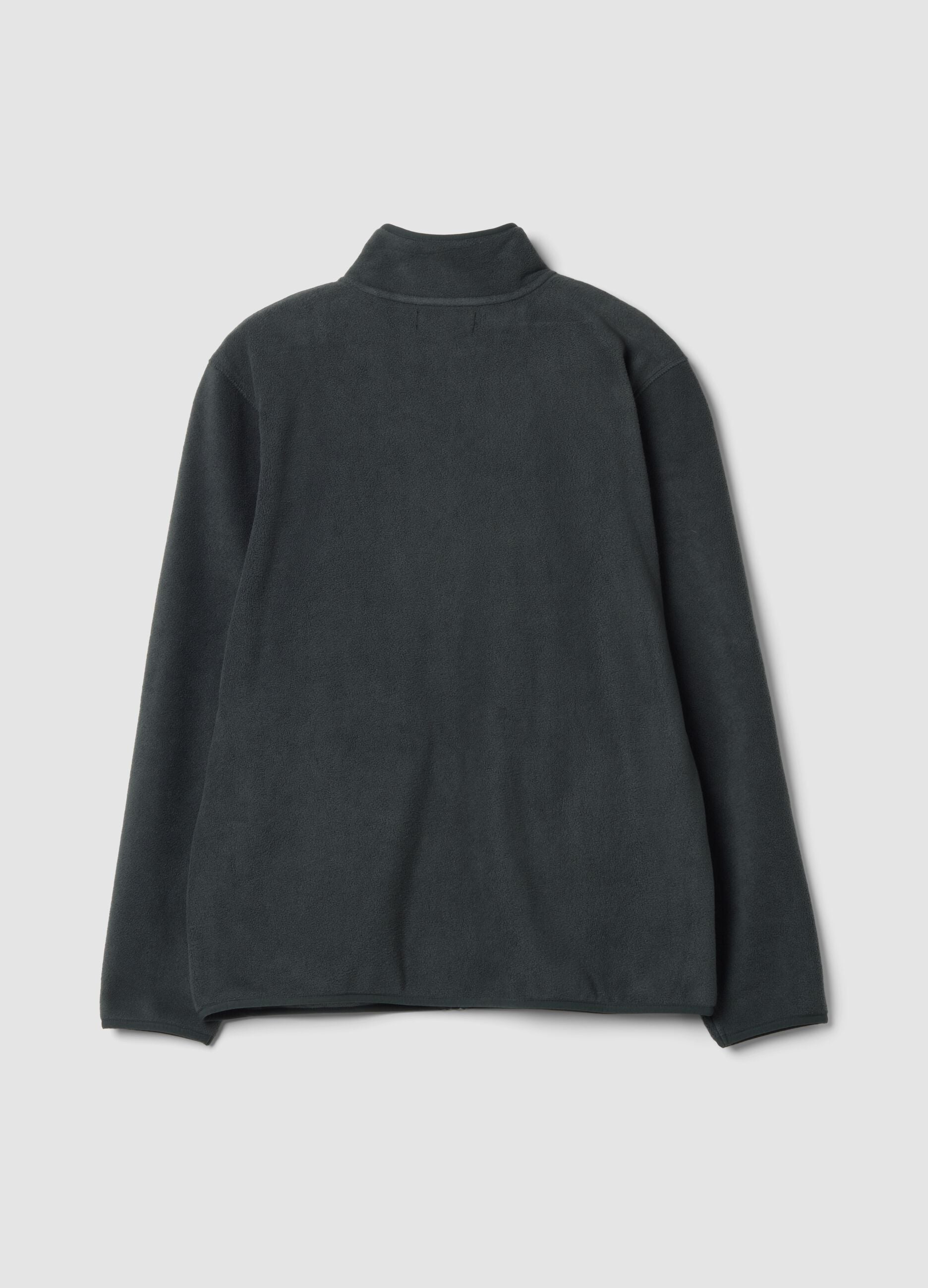 Green fleece sweatshirt with collar, regular fit