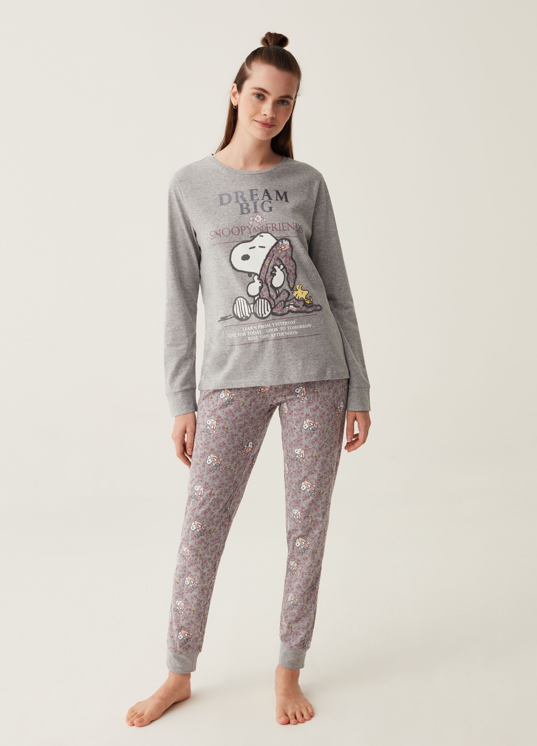 Long cotton pyjamas with Snoopy print_0