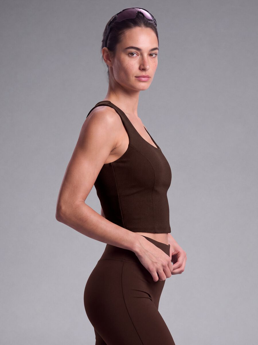 Brown crop top in stretch fabric_2