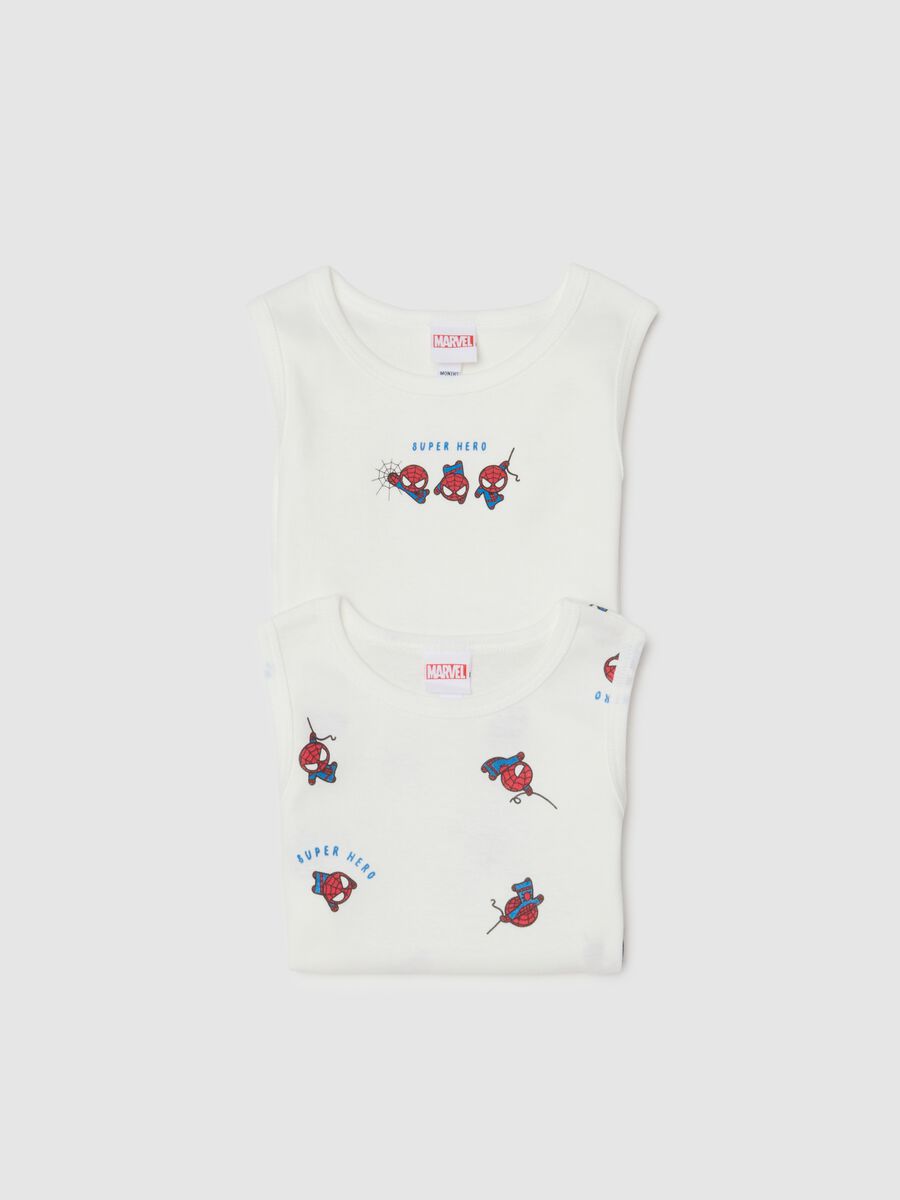 Twin pack of white sleeveless baby bodysuits in pure cotton with Spider-Man_3