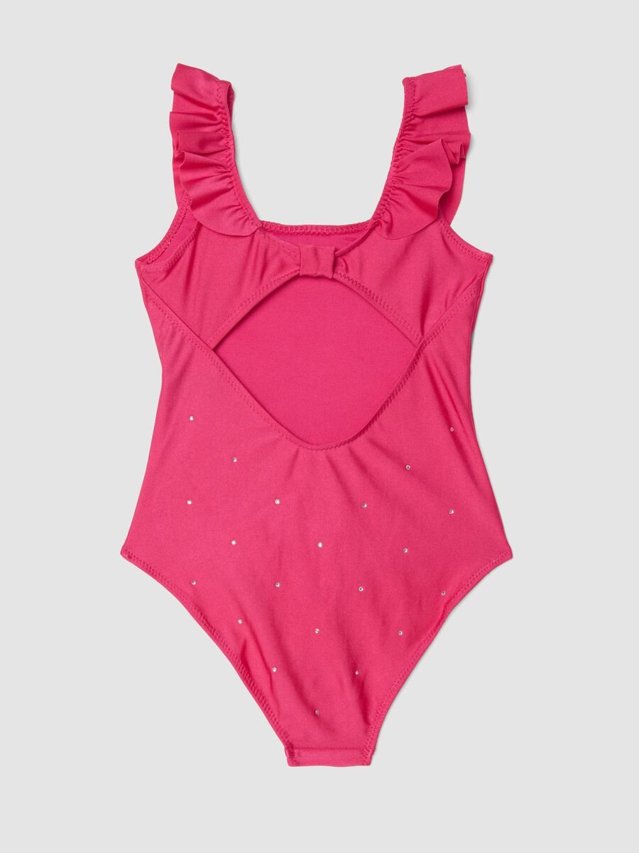 Pink ruffle-detail stretch swimsuit_1
