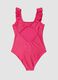 Pink ruffle-detail stretch swimsuit_1