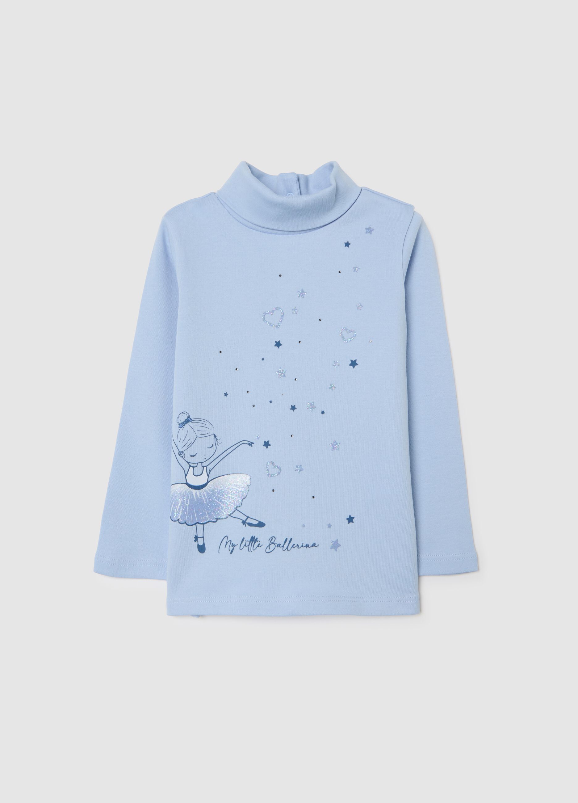 Blue pure cotton regular fit girls' t-shirt with print