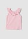 Pink pure cotton regular-fit girls&rsquo; tank top with frills_0