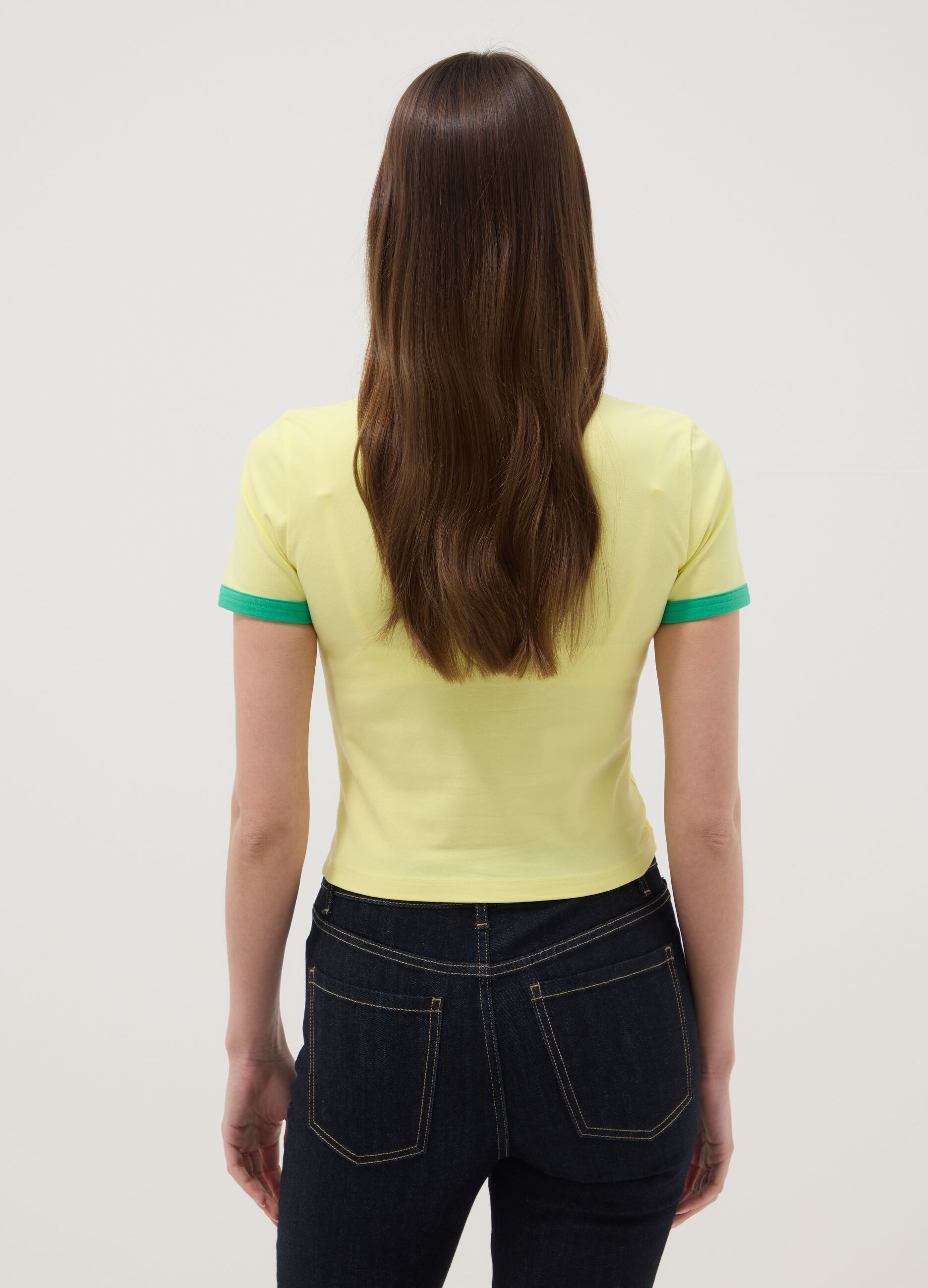 Yellow stretch-cotton tank top with Brazilian Girl print, regular fit