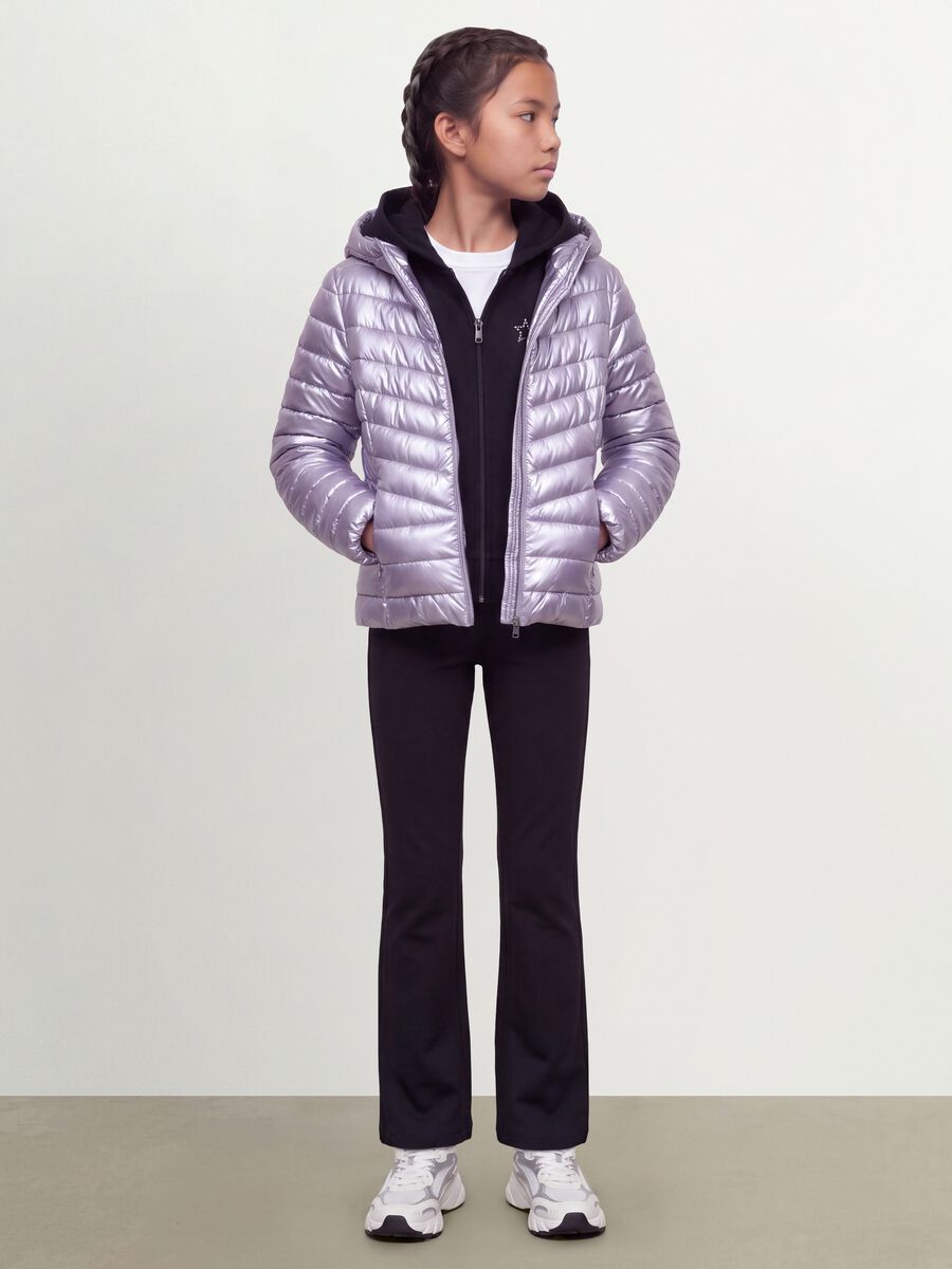 Purple Ultralight padded jacket with hood and zip for girls_1