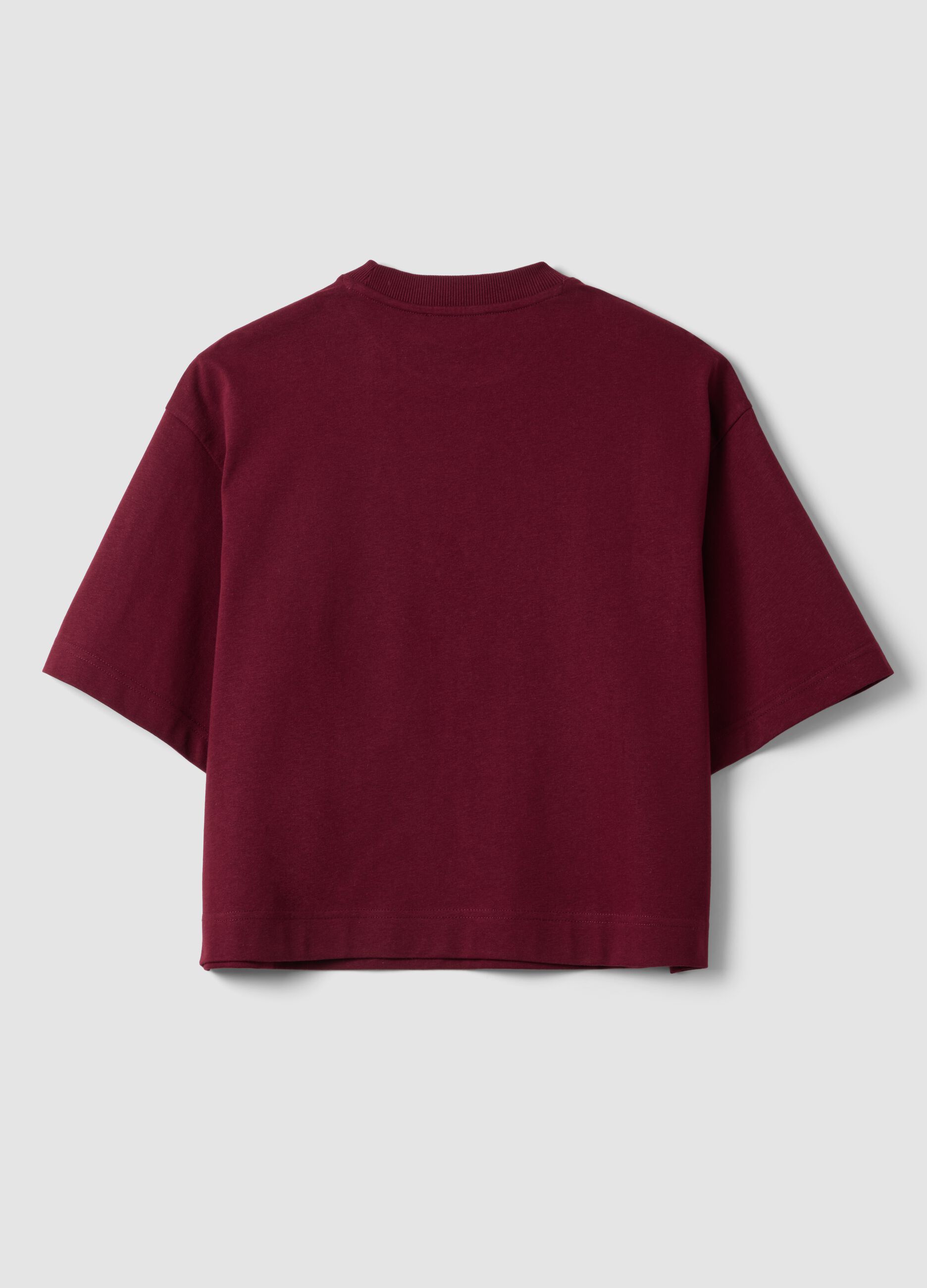 Rotes Jersey-T-Shirt aus Baumwollmischung mit Rundhalsausschnitt, Regular Fit