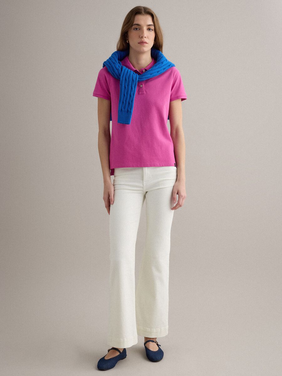 Pink short-sleeve pure cotton polo shirt, regular fit_1