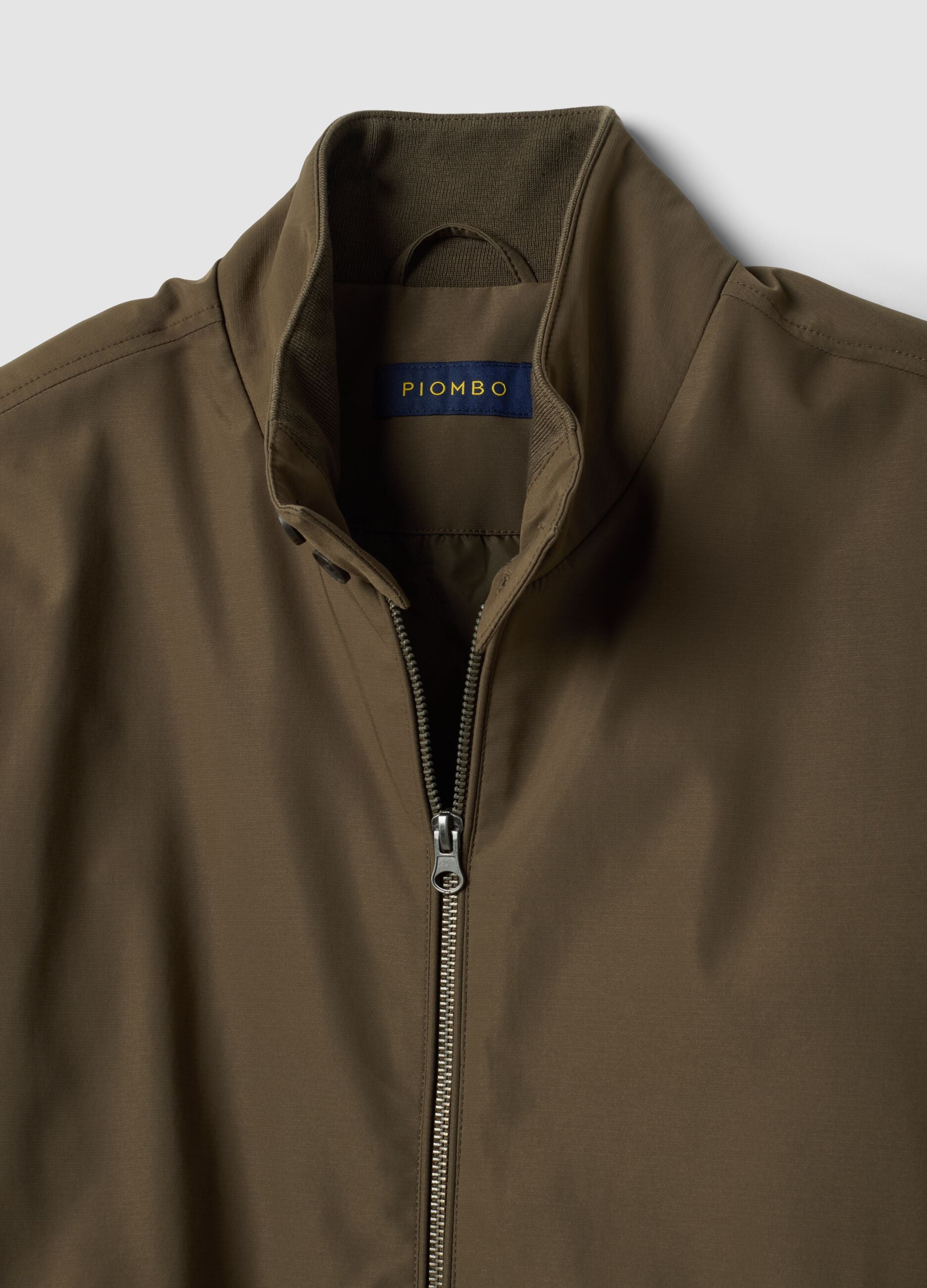 Green regular-fit jacket with zip and high collar